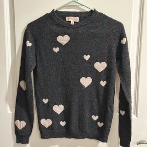 Philosophy Women's Charcoal Sweater with Cream Hearts